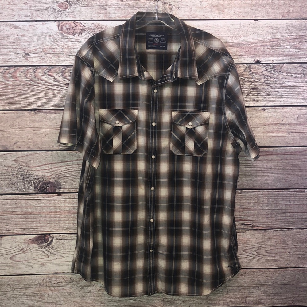 Mens American Eagle Plaid Button Up Shirt size XXL